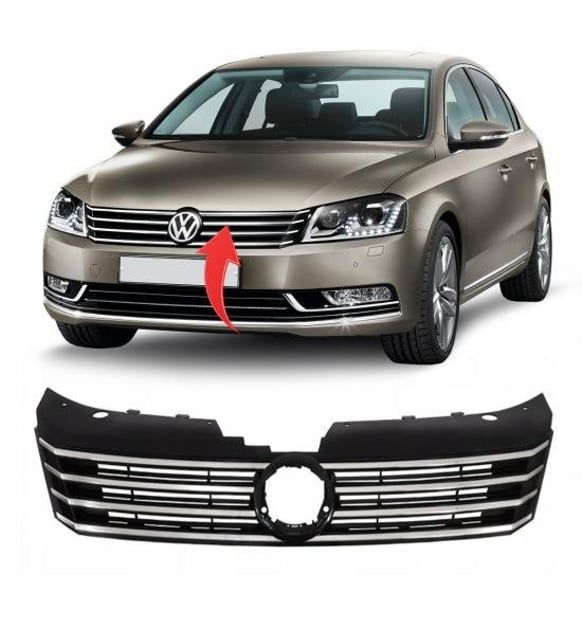 Vw Passat B7 Ön Panjur Kromlu+Parlak Siyah [3AA853651]