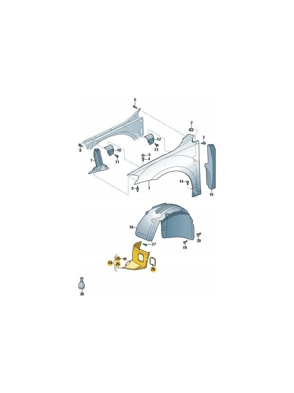 Vw Golf 7 Sol Ön Çamurluk Davlumbaz Küçük[5G0805911F]