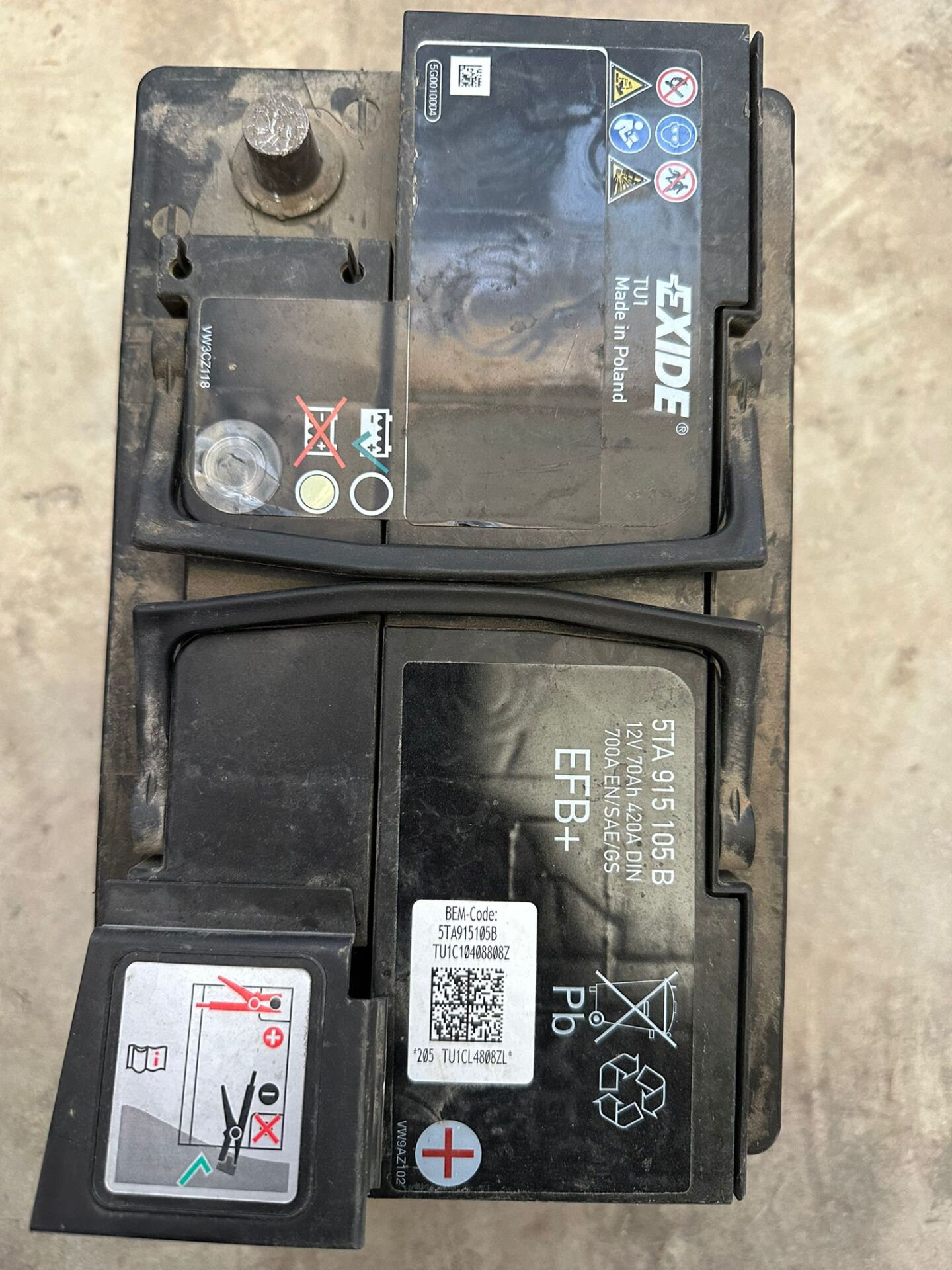 Exıde 70 Ah EFB+ Çıkma Akü [5TA915105B]